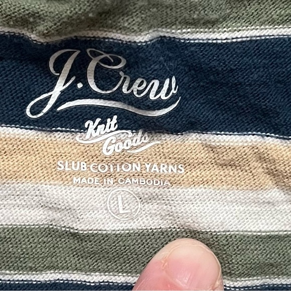 J. Crew Green and Cream Striped Tee - Picture 2 of 8